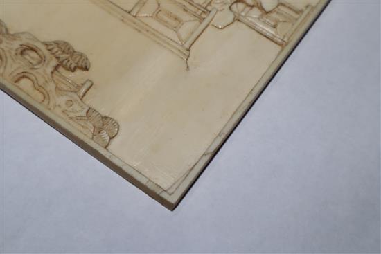 A Meiji ivory plaque 7.5 x 16.cm